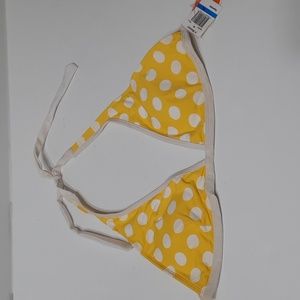 NWT INMOCEAN YELLOW POLKA DOT BIKINI HALTER SWIM TOP SZ XL